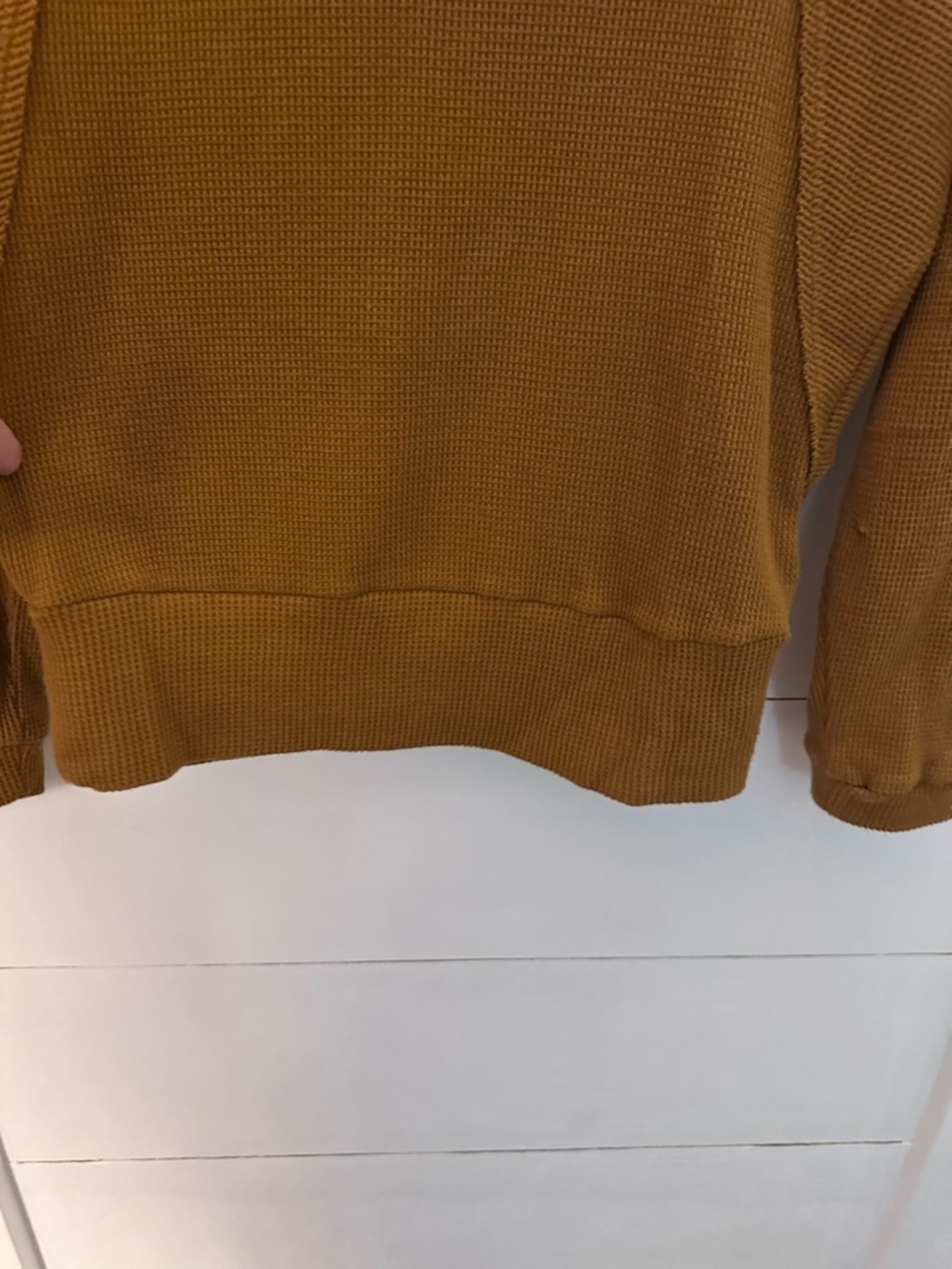 Anthropology XS Pilcro Angie mock neck cotton waffle knit yellow-brown tunic - Picture 7 of 13